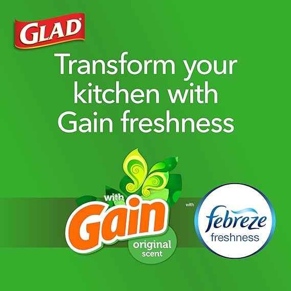 Glad Trash Bags, Medium Drawstring Garbage Bags, 8 Gal, Gain Original Scent with Febreze, 26 Ct (pack of 1), Pack May Vary