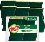 Scotch-Brite Heavy Duty Scrub Sponges, Sponges for Cleaning Kitchen and Household, Heavy Safe for Non-Coated Cookware, 6 Scrubbing Sponges