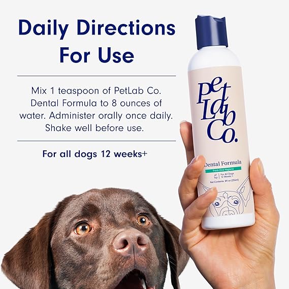 Petlab Co. Dog Dental Formula - Keep Dog Breath Fresh and Teeth Clean - Supports Gum Health - Water Additive Dental Care Targets Tartar