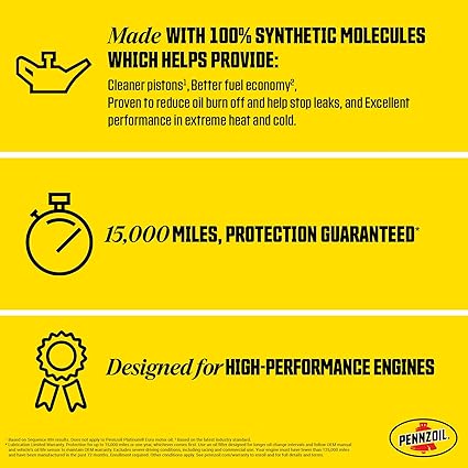 Pennzoil Platinum High Mileage Full Synthetic 5W-30 Gasoline Engine Oil, 5 Quart